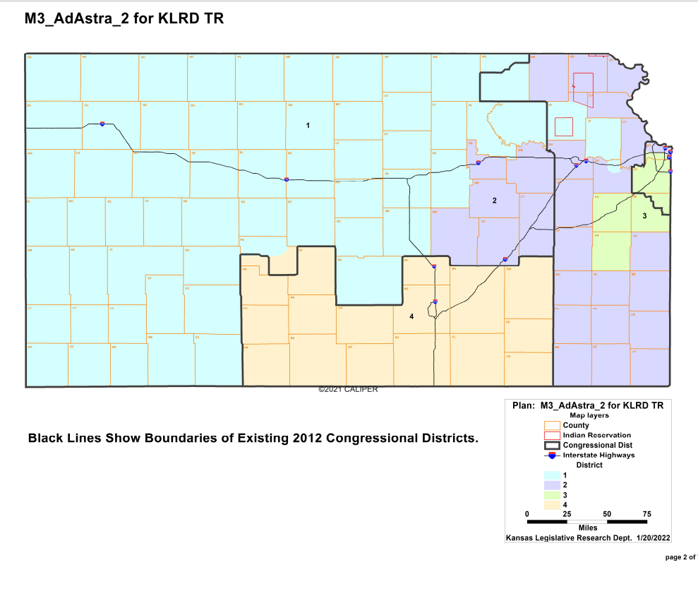 Kansas 2012 and 2022 congressional district map